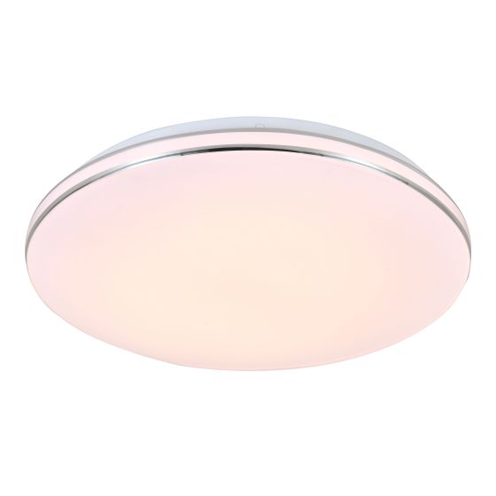 Ceiling Light, LED, Round, White and Silver, 13-in