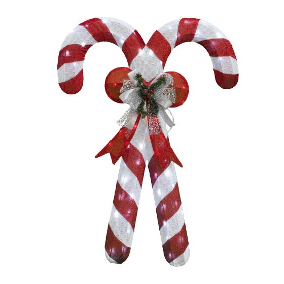 LED Fabric Candy Cane Decoration, 70 Lights, 42-in, Red/White