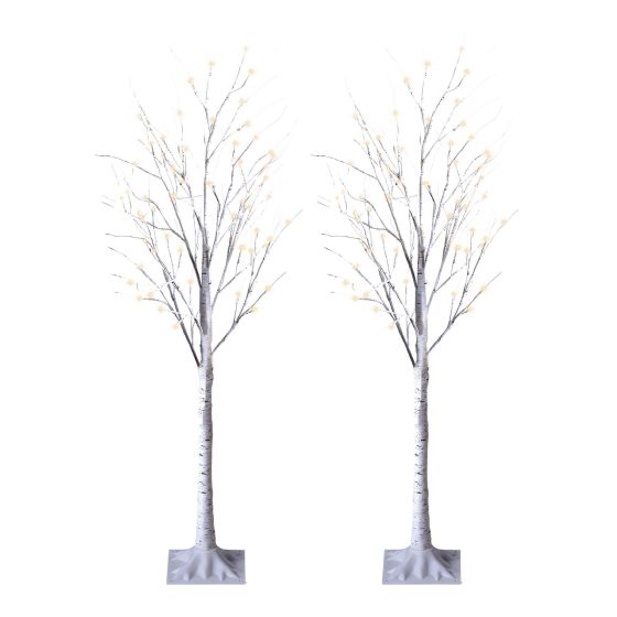 Ensemble de 2 bouleaux illuminés, 4’, blanc chaud