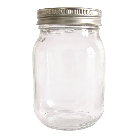 Pots Mason en verre avec couvercle 2 pièces, 500 ml, 12/pqt