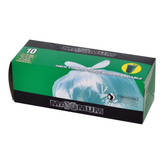 Sac compostable biodégradable, 45 l, clair, 10/pqt