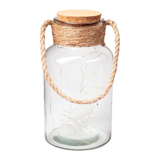 Bouteille en verre à micro-LED, 10,25", transparent, liège