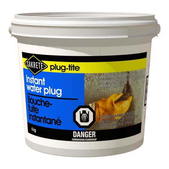 Plug-Tite Instant Water Plug, Hydraulic Cement, 5 kg
