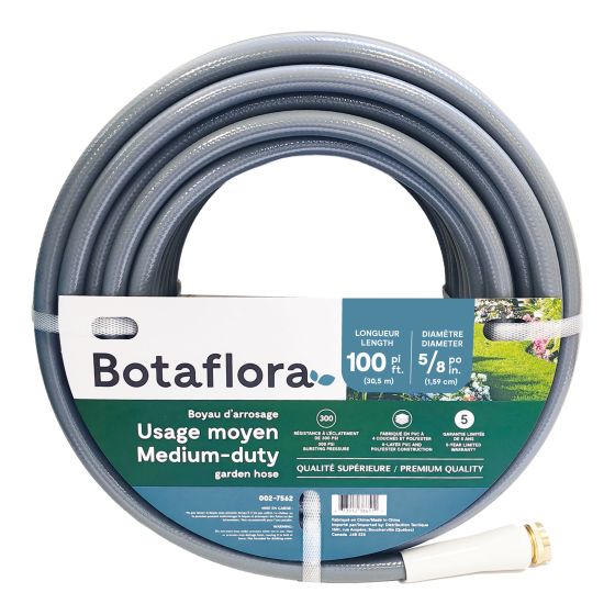 Boyau d'arrosage, 5/8" x 100', 4 plis, raccords laiton