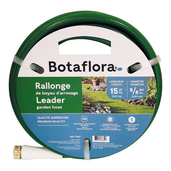 Rallonge de tuyau d'arrosage, 5/8" x 15'