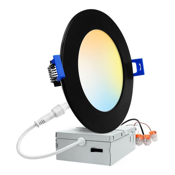 Ultra-Thin LED Recessed Light - 4" - 9W - 5CCT - Black
