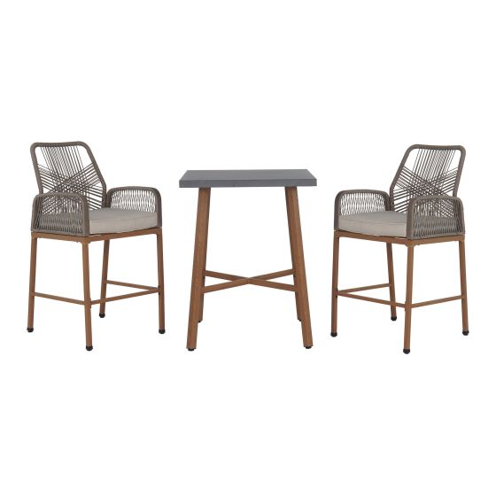 Ensemble bistro Sygno, 3 pièces, hauteur bar, table 29,9", beige