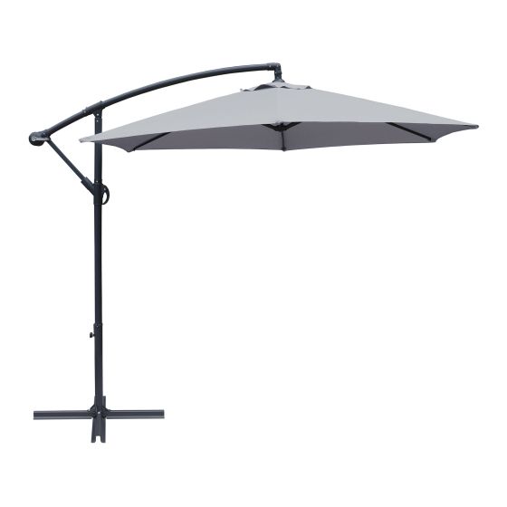 Parasol télescopique suspendu, 104.7" x 96.5", gris