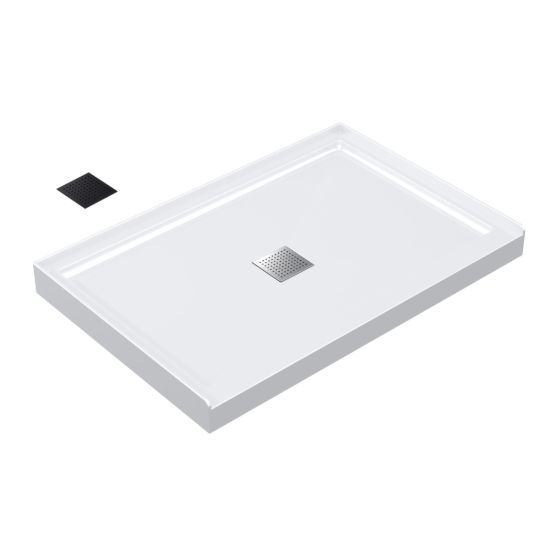 Base de douche Sedna, profil bas, 48" x 32", blanc