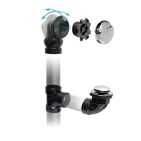 Ensemble bonde et trop-plein, 1 1/2", réglable, fini chrome