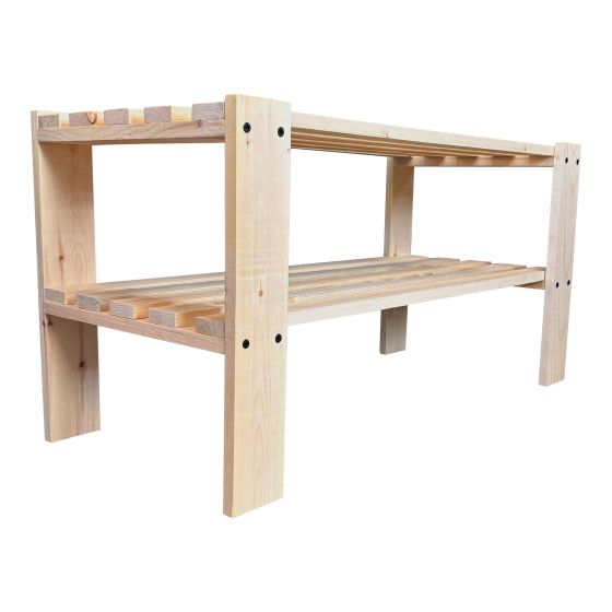 Étagère à chaussures, 27", 2 tablettes, pin naturel mat