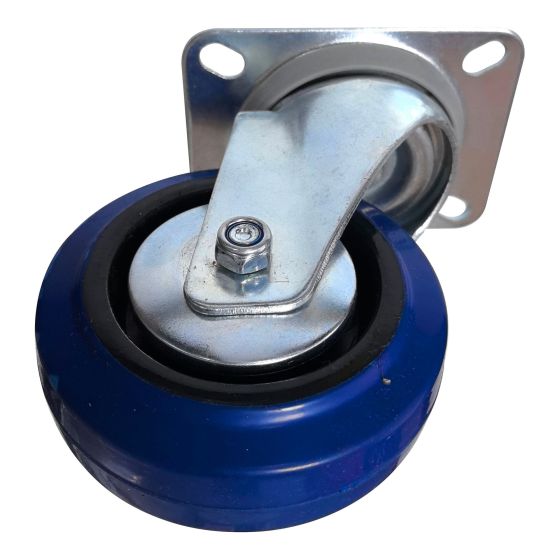 Roulette pivotante en caoutchouc, 4", capacité 150kg, bleue