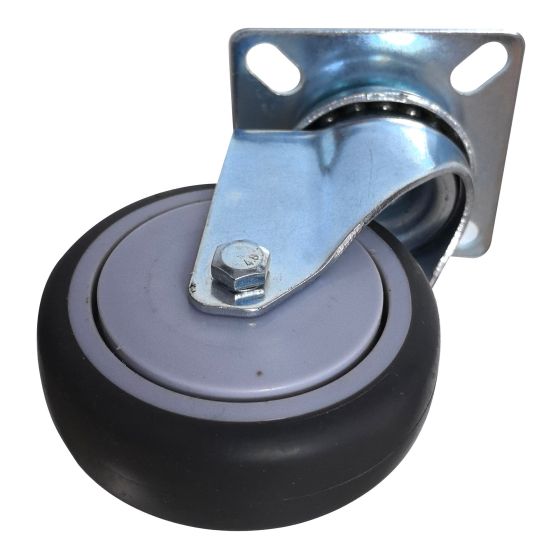 Roulette pivotante en caoutchouc, 3", capacité 75kg, gris