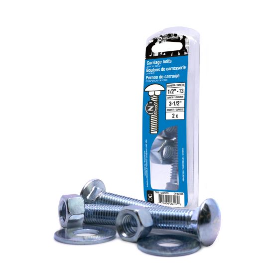 Carriage Bolts - 1/2" x 3 1/2" - Zinc-Plated - 2/Pkg