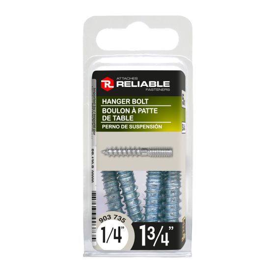 Hanger Bolts - 1/4" x 1 3/4" - Zinc-Plated - 5/Pkg