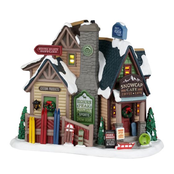 Lighted Winter Sports Shop Village Figurine