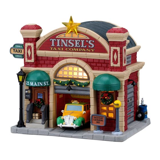 Christmas Village - Taxi Company Building - Lighted