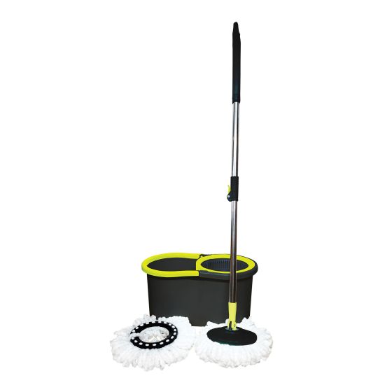 Ensemble vadrouille rotative, microfibre, avec tête de rechange