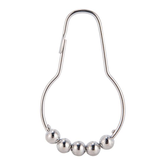 Crochets de rideau de douche, 1,5" x 2,83", chrome, 12/pqt