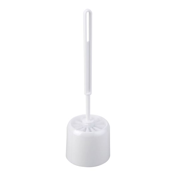 Brosse de toilette, polypropylène, 4,13" x 4,13" x 14,17", blanc