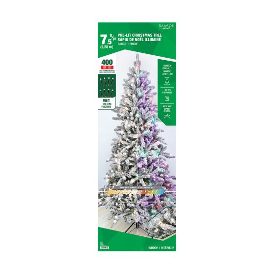 Christmas Tree - Pre-Lit Flocked - 7.5' - 400 Dual-Colour LEDs