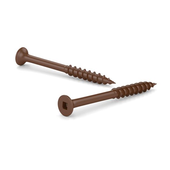 Treated Wood Screws - #8 x 3" - Ceramic-Coated - Brown - 300/Pkg