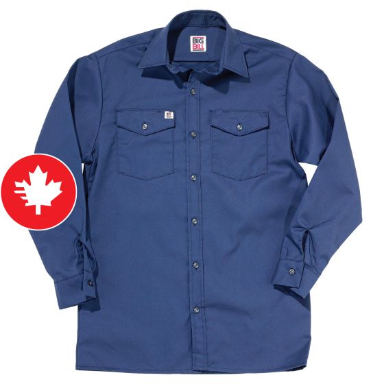 Chemise de travail à manche longue, bleu, grandeur Moyen