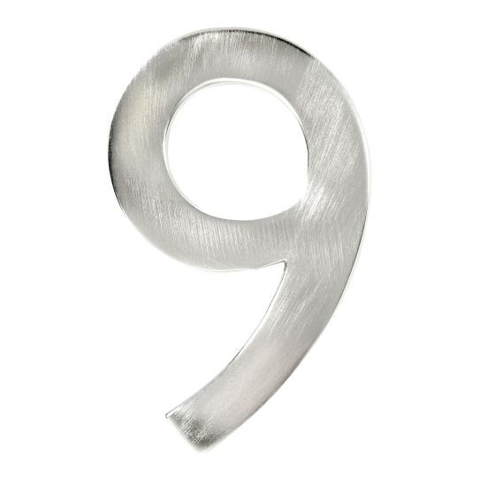 Modern house number #9 - Satin nickel - 4"