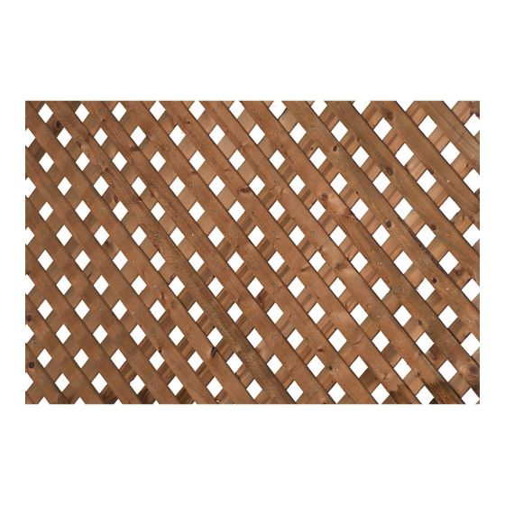 Reinforced Brown Treated Wood Privacy Lattice - 4' x 8'