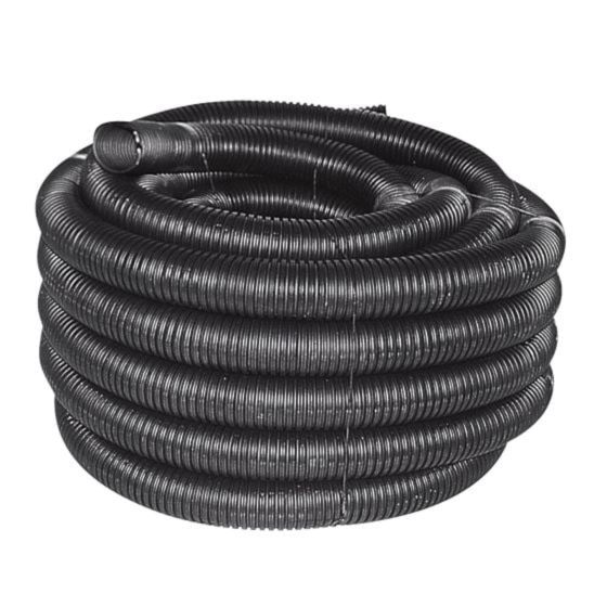 Tuyau de drainage, non-perforé, noir, 4" x 75 m