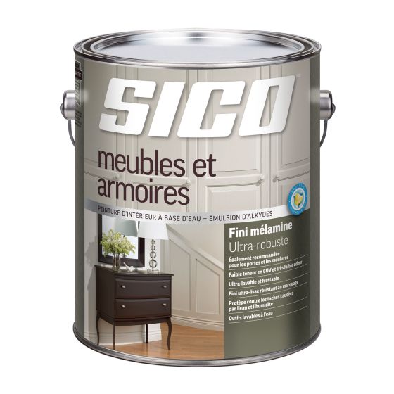 Peinture SICO Meubles et armoires, Mélamine, Blanc Pur, 3.78 l
