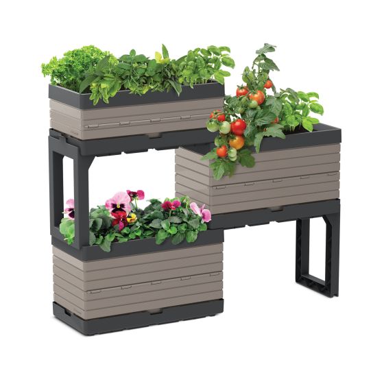 Garant Plastic Raised Garden Bed - Greige - Rectangular - 22" x 15.25" x 11.13"