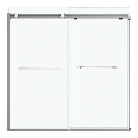 Porte de baignoire coulissante, Duel, 56"-59" x 55 1/2", verre, chrome