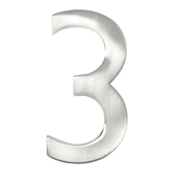 Modern style house number #3 - Satin nickel - 1/4" x 3"