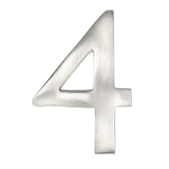Modern style house number #4 - Satin nickel - 1/4" x 3"