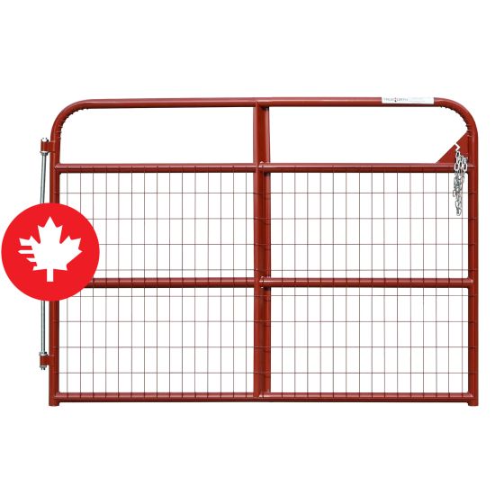 True North Light Farm Gate with Mesh - 20-Gauge - Red - 6'