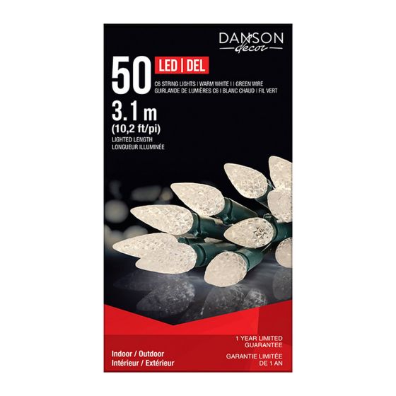 Set Of 50 C6 Led Lights - Warm White - 10'