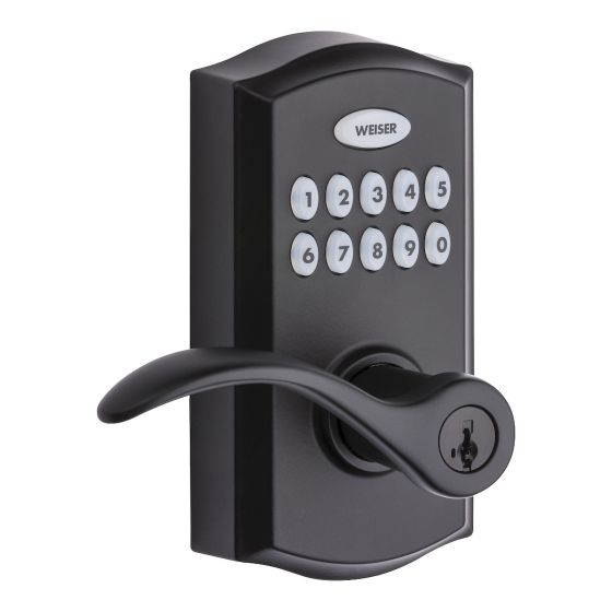 Poignée bec-de-cane et pêne dormant électronique, commerciale SmartCode 10, noir mat