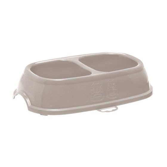 Bol en plastique double pour animaux, surface anti-dérapante, couleurs assorties, 2 x 200 ml