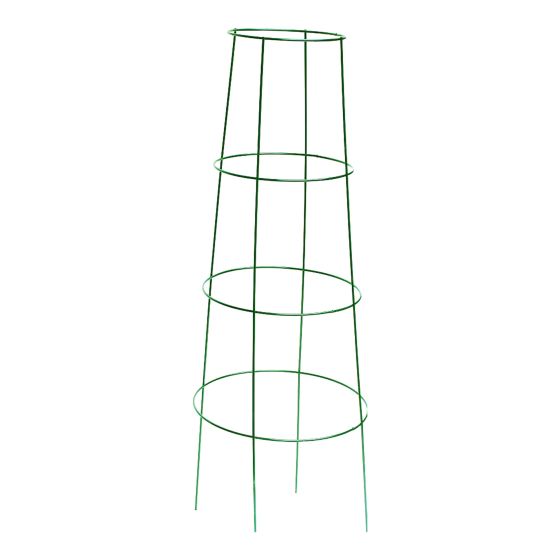Support inversé en métal pour tomates avec 4 anneaux, 48" x 16", vert