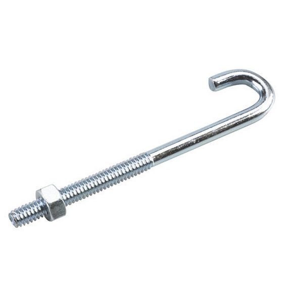 J-Bolt with Nut - 1/4" x 4"