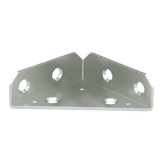 Équerre à trois côtés multiposition, zinc, 2" x 5/8" x 2"
