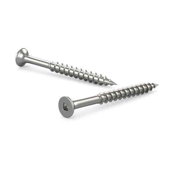 Treated Wood Screws - #8 x 1-1/4" - Stainless Steel - 100/Pkg