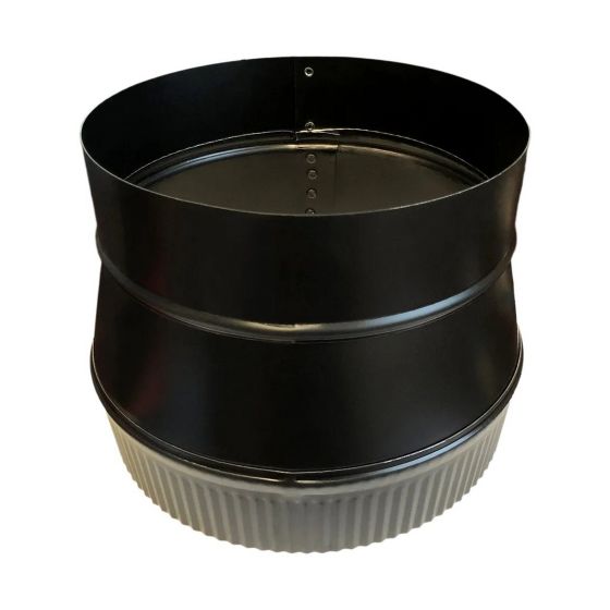 Raccord d'évasement, Grande extrémité plissé, Noir mat, Cal. 24, 7" x 8"