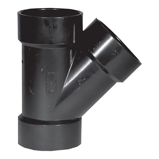 ABS DWV 45° Wye Fitting - 2" x 2" x 2" - Hub - Black