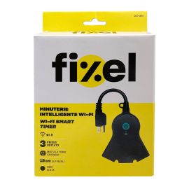 Minuterie intelligente ext&eacute;rieure, Wi-Fi, 3 prises, noire