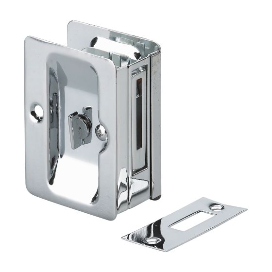 Rectangular Privacy Lock Rectangular Privacy Pocket Door Lock - Recessed - Chrome from ONWARD ...