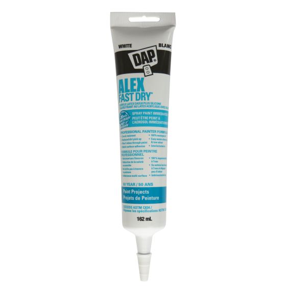 Alex Fast Dry Acrylic Caulk Plus Silicone - 162 ml - White from DAP ...