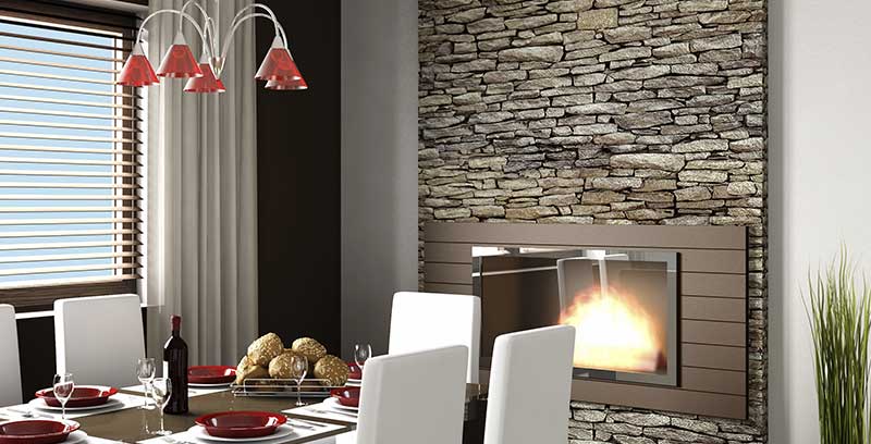 Fireplace in a dinning room