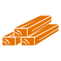 Illustrative orange icon depicting three wooden planks
